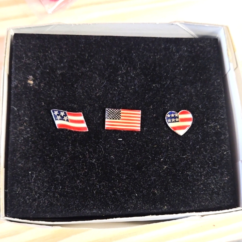 Patriotic Flag Pins 5 Total